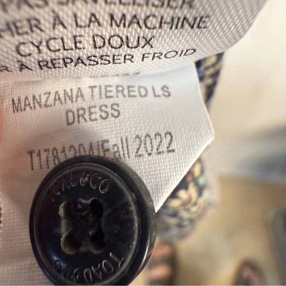 Toad&Co Manzana Tiered Dress, 100% Organic Cotton Multicolor Floral POCKETS midi - Picture 10 of 15